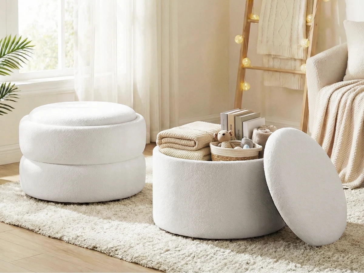 Luxe velvet opbergpoef set van BukkitBow, 2-delig met opbergruimte, zacht en stijlvol voor woonkamer of slaapkamer