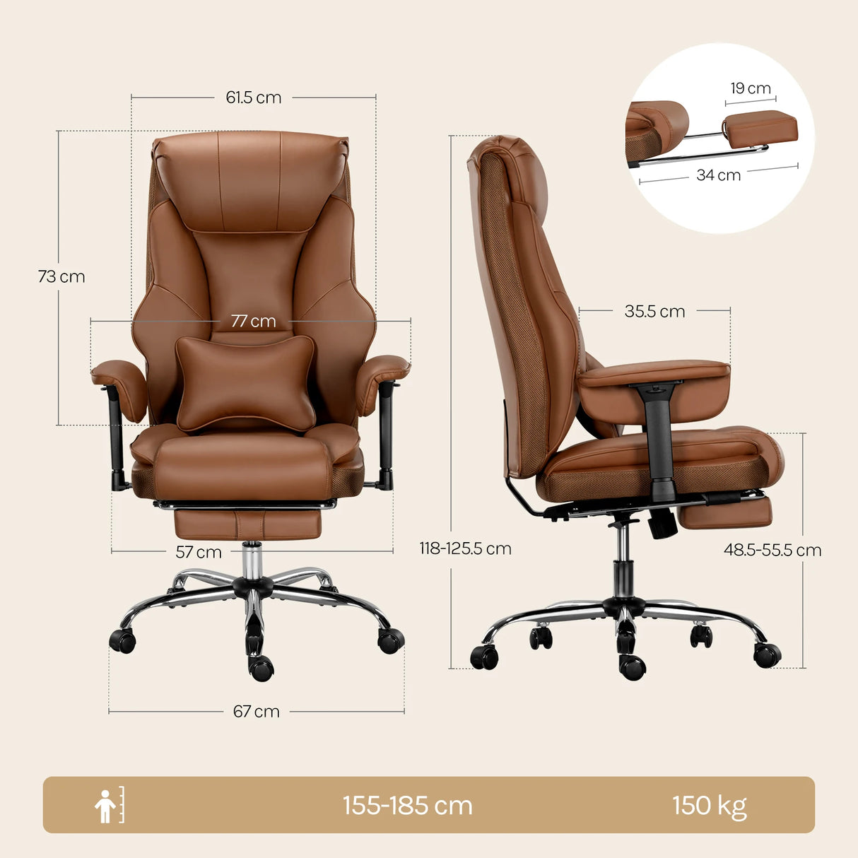 BukkitBow - Ergonomische Bureaustoel - Directeursstoel - Kunstleer - In Hoogte Verstelbaar