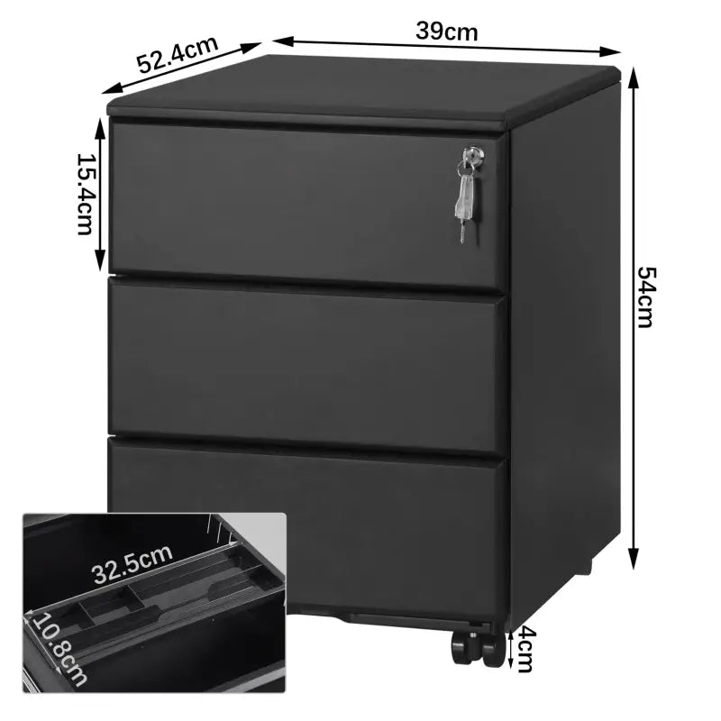 BukkitBow - Archiefkast met Slot - Opbergruimte met 3 Lades