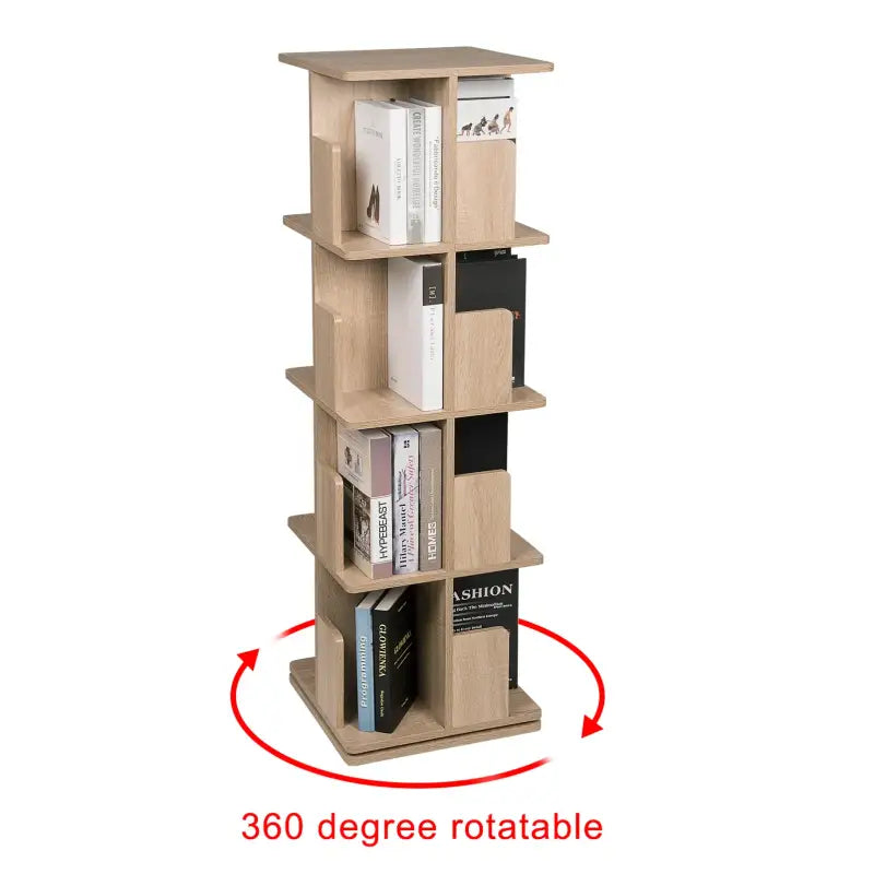 BukkitBow draaiende boekenkast met 3/4 tiers, 97-128cm hoog, geschikt voor woonkamer, moderne ronde opbergruimte.
