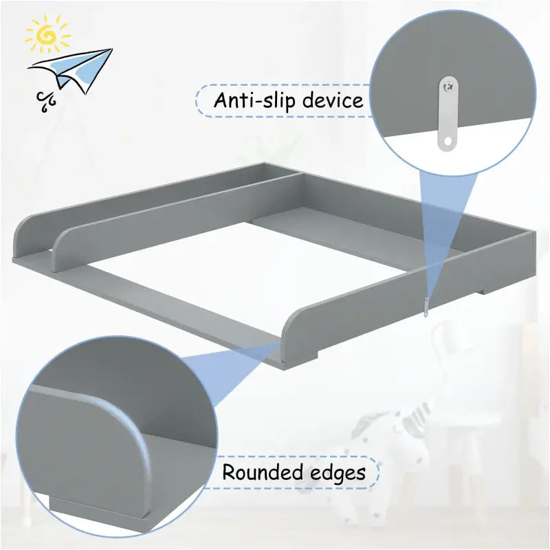 BukkitBow baby verschoontafel los opzetstuk voor commode, grijs of wit, 80x74,5x8,5 cm, geschikt voor baby's en peuters