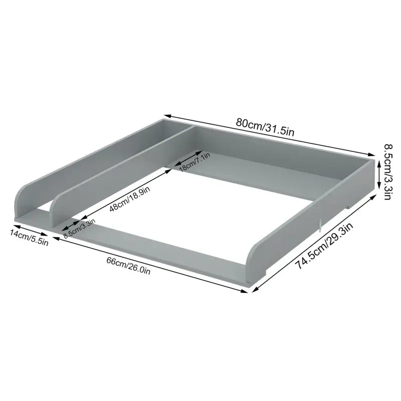BukkitBow baby verschoontafel los opzetstuk voor commode, grijs of wit, 80x74,5x8,5 cm, geschikt voor babyverzorging.