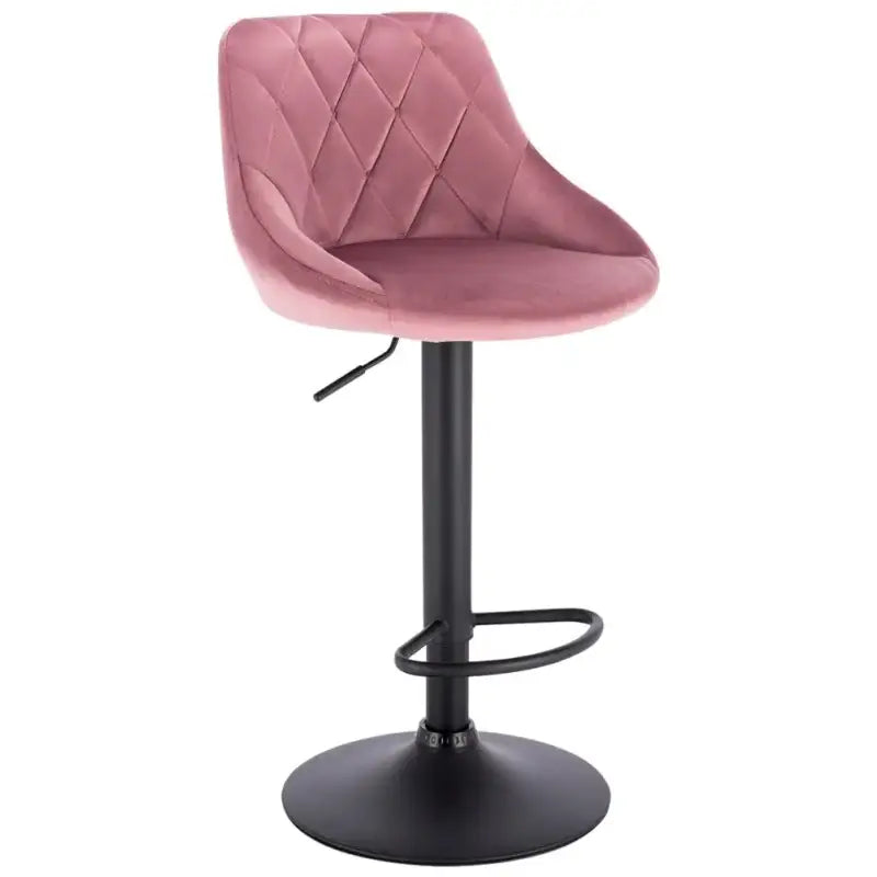 BukkitBow barkruk met chroom stalen frame, fluweel of kunstleer zitting, verstelbaar, draaibaar en met voetensteun.