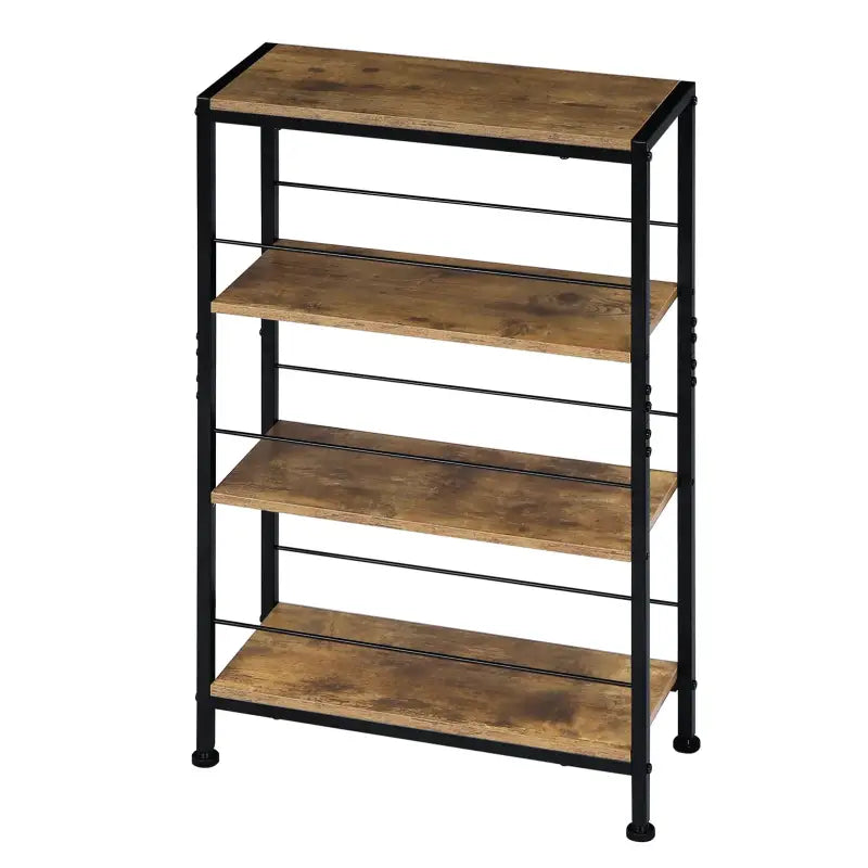 BukkitBow boekenkast met 4 niveaus, staand metalen frame, afmetingen 50x78x20cm, voor boeken en accessoires.