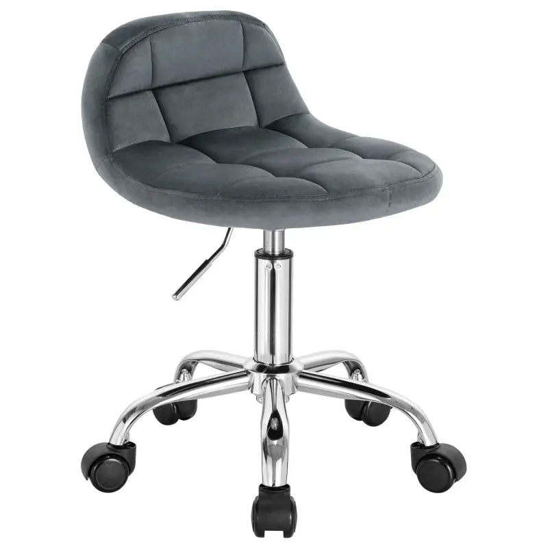 BukkitBow bureaustoel met velvet bekleding, metalen onderstel, wielen en verstelbare hoogte van 43,5 tot 55 cm.