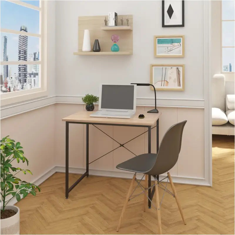 BukkitBow computertafel bureau van spaanplaat en metaal, 80x60x70cm, stevige werkplek voor thuis of kantoor