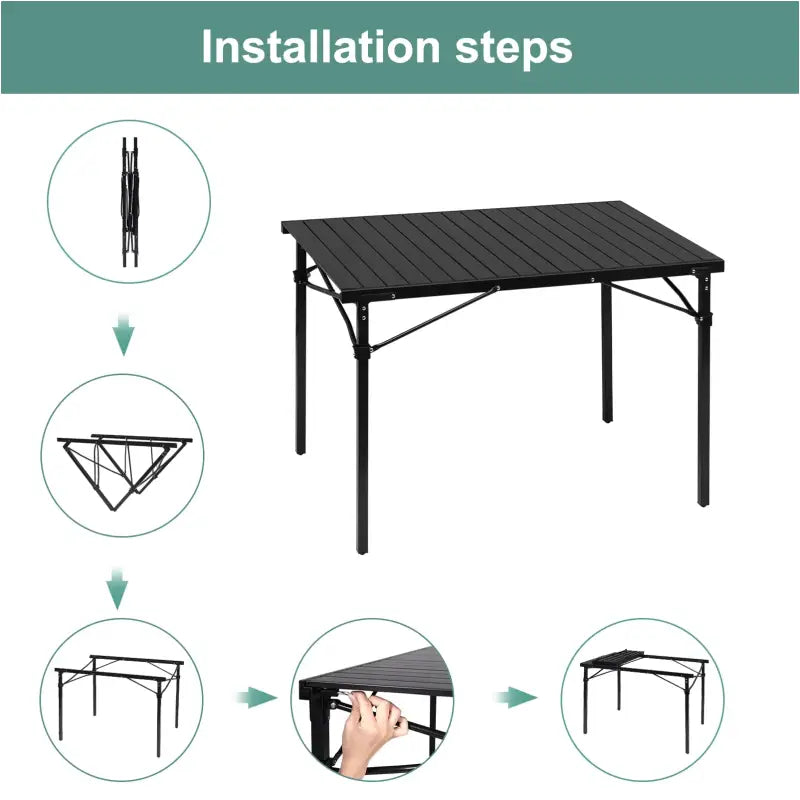 BukkitBow draagbare campingtafel met opvouwbaar ontwerp, 60kg draagvermogen, lichtgewicht van 5,2kg, inclusief draagtas.