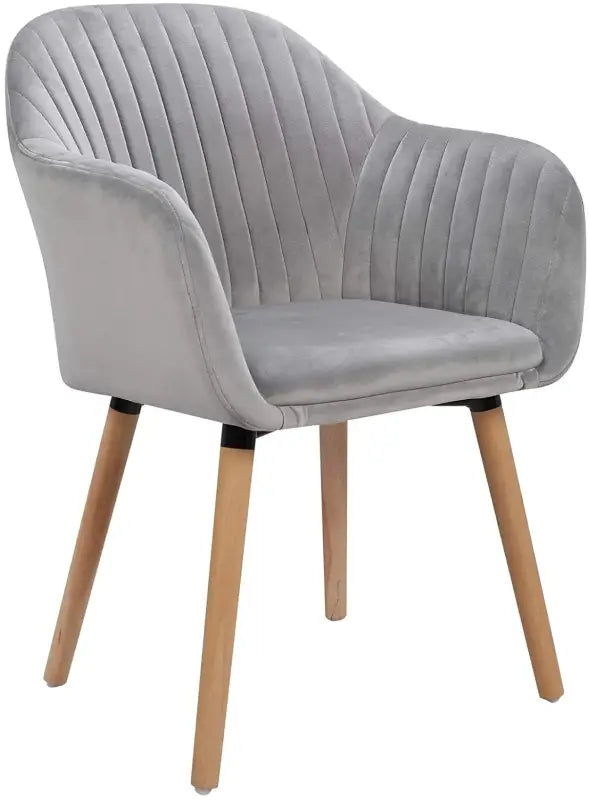 BukkitBow eetkamerstoel met fluwelen bekleding, massief houten poten en ergonomisch ontwerp, zithoogte 44 cm.