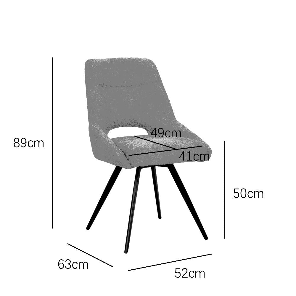 Chaise de salle à manger/cuisine BukkitBow – Convient également comme chaise de maquillage – Tissu chenille et piètement en métal