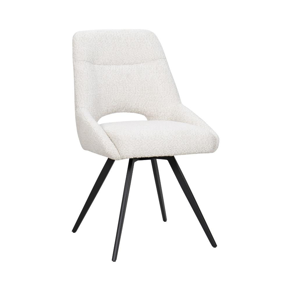 Chaise de salle à manger/cuisine BukkitBow – Convient également comme chaise de maquillage – Tissu chenille et piètement en métal