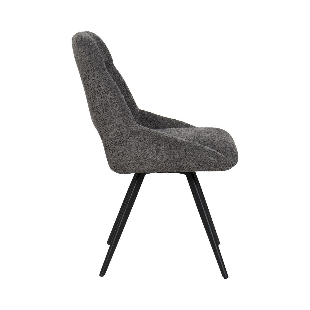 Chaise de salle à manger/cuisine BukkitBow – Convient également comme chaise de maquillage – Tissu chenille et piètement en métal