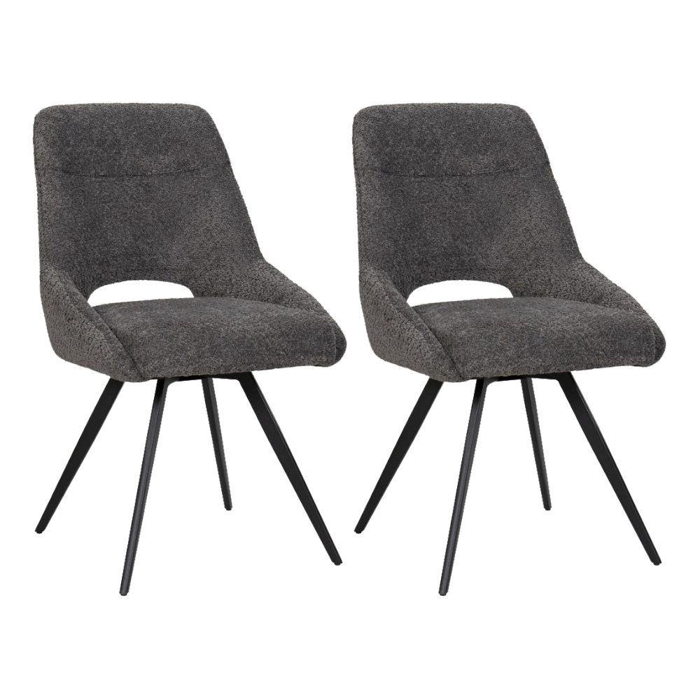 Chaise de salle à manger/cuisine BukkitBow – Convient également comme chaise de maquillage – Tissu chenille et piètement en métal