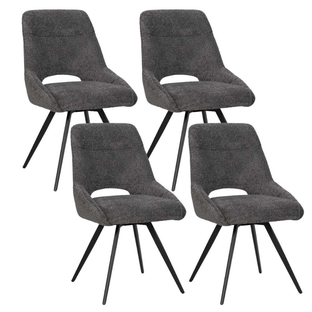 Chaise de salle à manger/cuisine BukkitBow – Convient également comme chaise de maquillage – Tissu chenille et piètement en métal