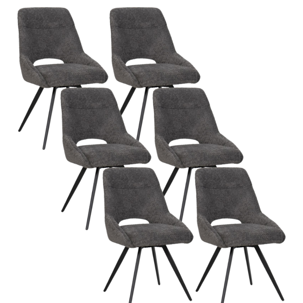 Chaise de salle à manger/cuisine BukkitBow – Convient également comme chaise de maquillage – Tissu chenille et piètement en métal