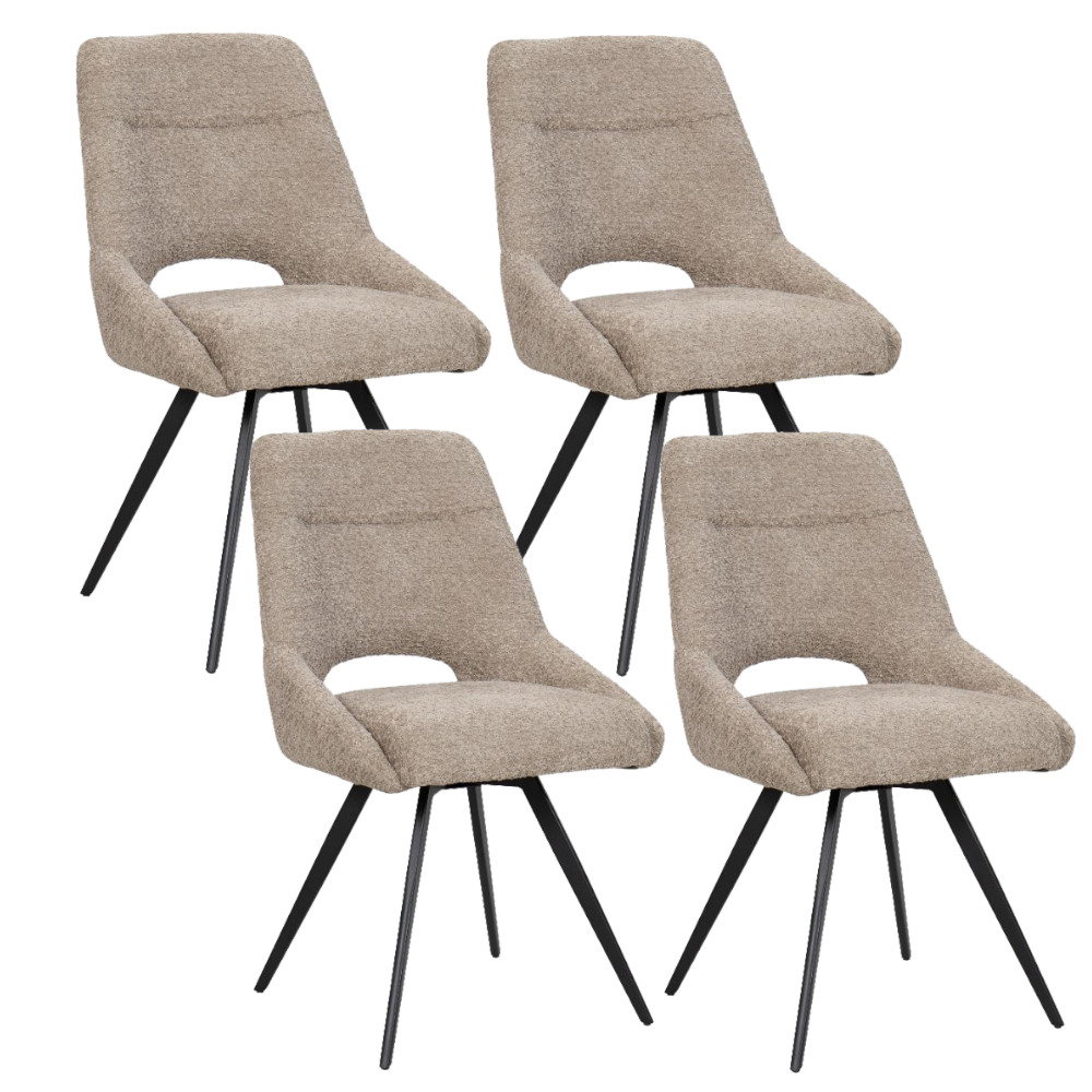 Chaise de salle à manger/cuisine BukkitBow – Convient également comme chaise de maquillage – Tissu chenille et piètement en métal