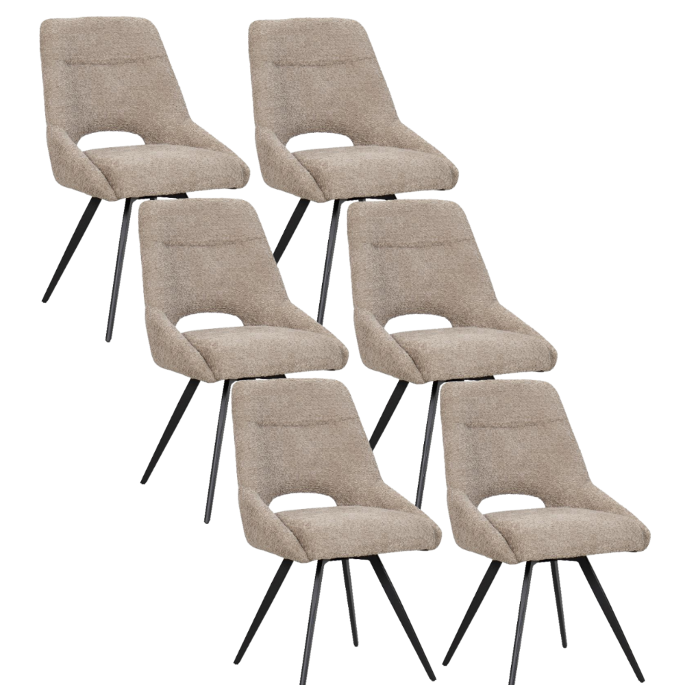 Chaise de salle à manger/cuisine BukkitBow – Convient également comme chaise de maquillage – Tissu chenille et piètement en métal