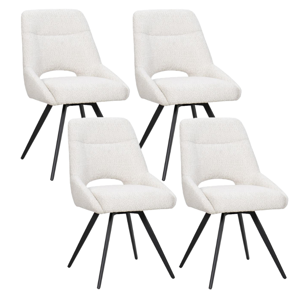 Chaise de salle à manger/cuisine BukkitBow – Convient également comme chaise de maquillage – Tissu chenille et piètement en métal