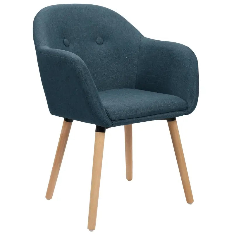BukkitBow eetkamerstoel van linnen of fluweel met massief houten poten, ergonomisch ontwerp en zithoogte van 45 cm.