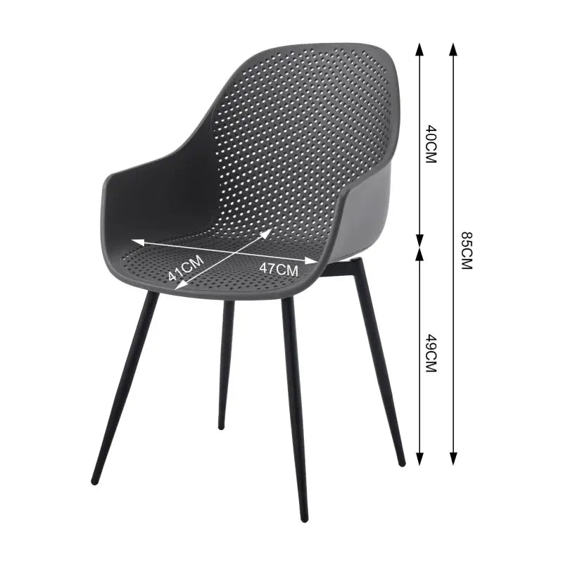 Set van 2 BukkitBow eetkamerstoelen met holle rug, metalen poten en moderne uitstraling voor in de keuken of eetkamer