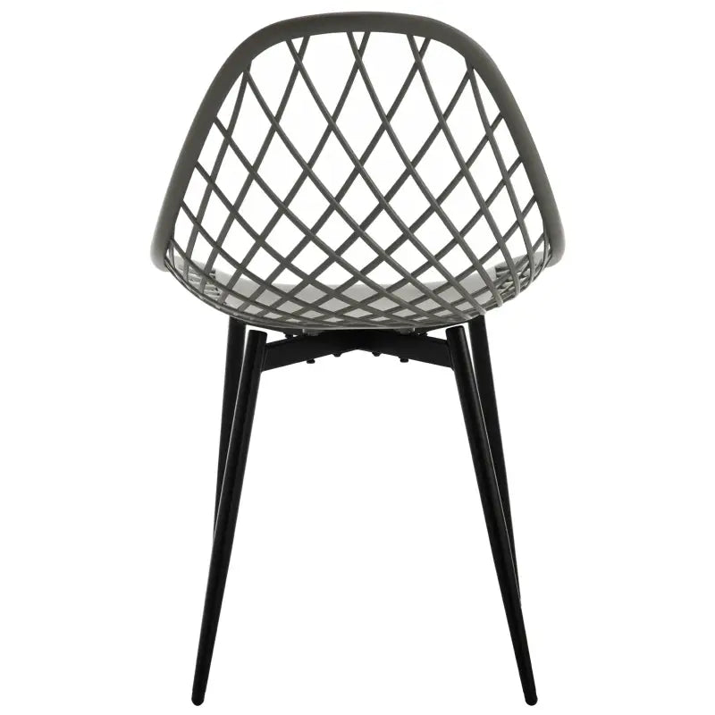 Set van 4 BukkitBow eetkamerstoelen met holle rugleuning, Scandinavisch design en metalen poten, geschikt voor de keuken of eetkamer.