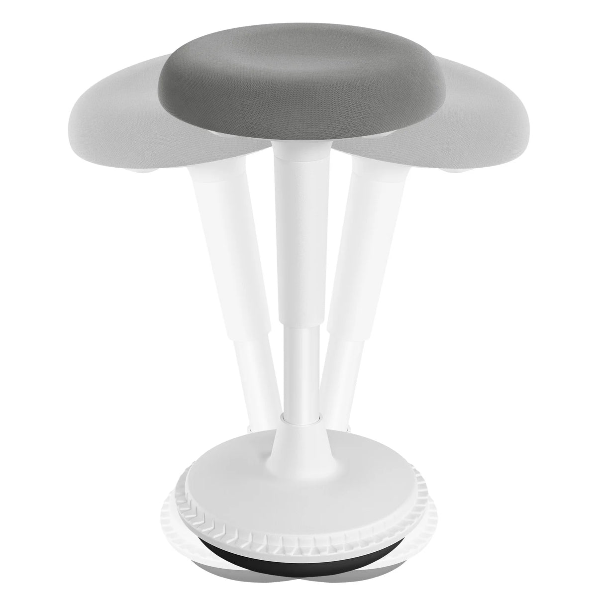 BukkitBow ergonomische bureaustoel en kruk met stoffen zitting, hoogte verstelbaar en ergonomisch ontwerp voor comfort.