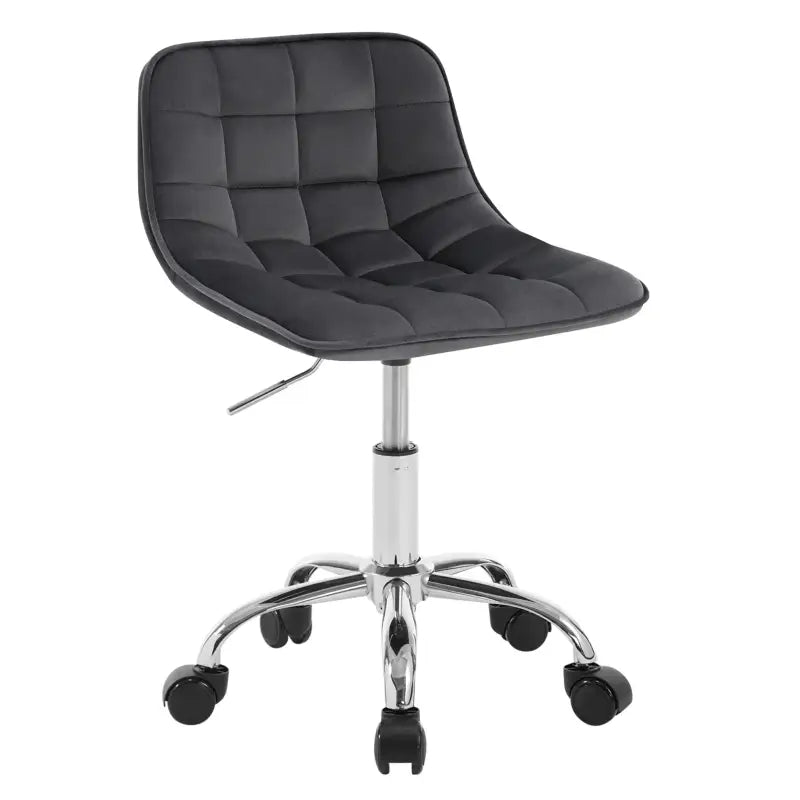 BukkitBow fluwelen bureaustoel met draaibaar metalen onderstel, comfortabele stoel of kruk in blauw en zwart.