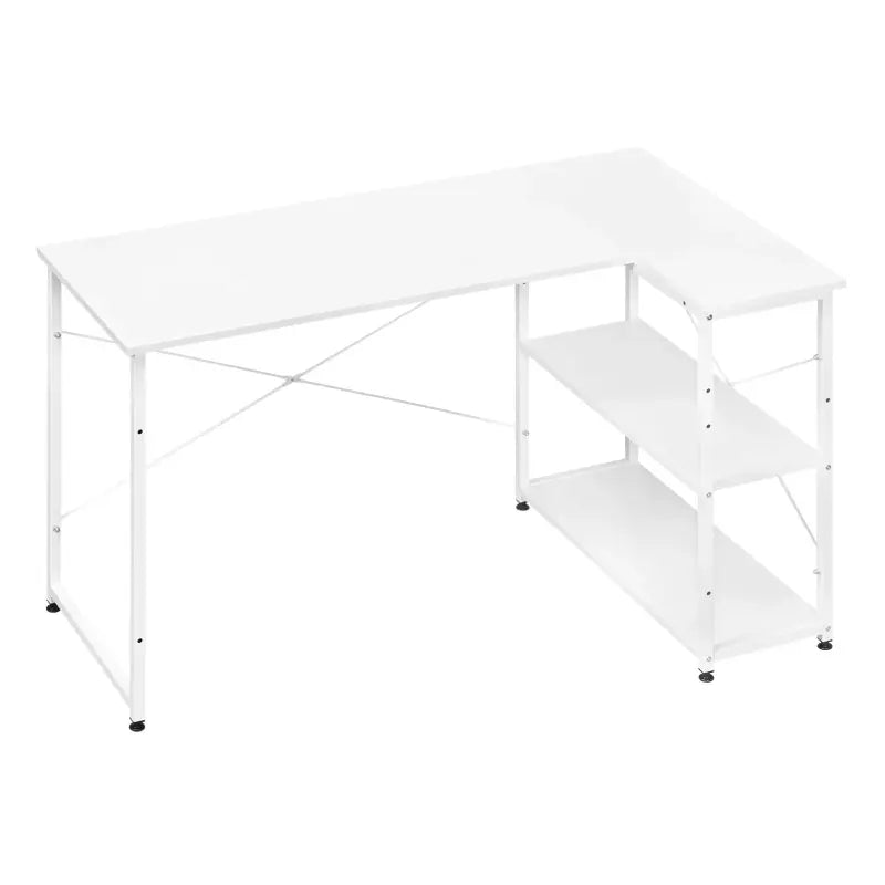 BukkitBow hoekbureau voor computer en kantoor, met opbergruimte en metalen frame, afmeting 120x72 cm.