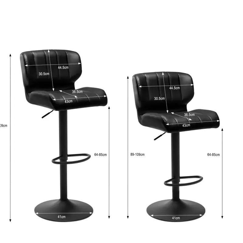 Set van 2 BukkitBow barkrukken van kunstleer met rugleuning en voetensteun, hoogte 64-85 cm, stijlvolle zitopties voor bar.