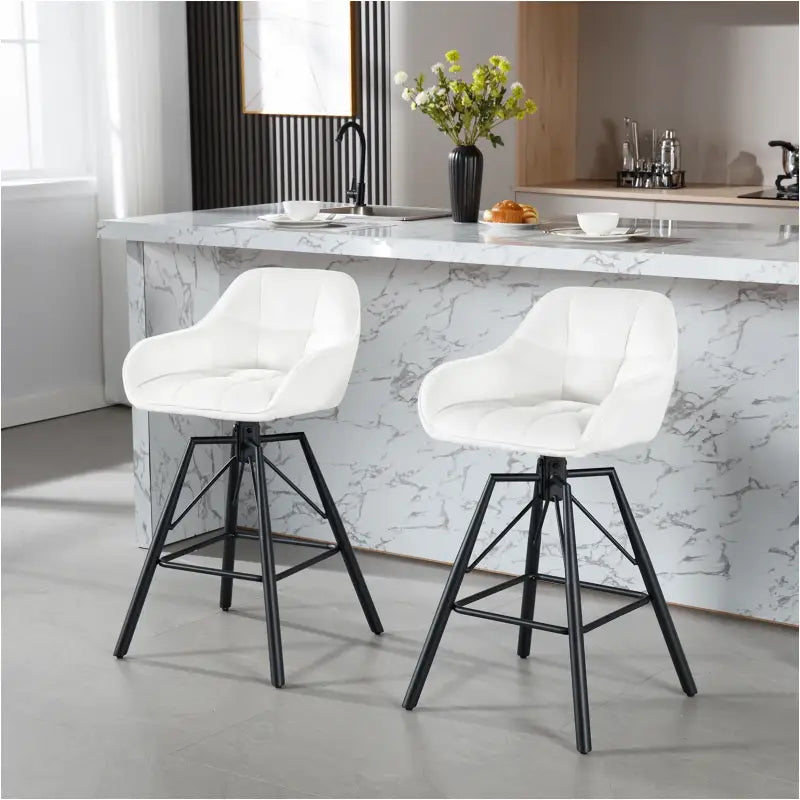 Twee luxe velvet barkrukken van BukkitBow met rugleuning, armleuningen, patroon en voetensteun, 360 graden draaibaar, set van 2.