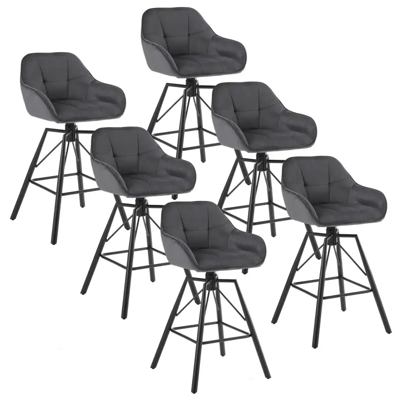 Set van 6 luxe velvet barkrukken van BukkitBow met rugleuning, armleuning, patroon en 360 graden draaibaarheid.