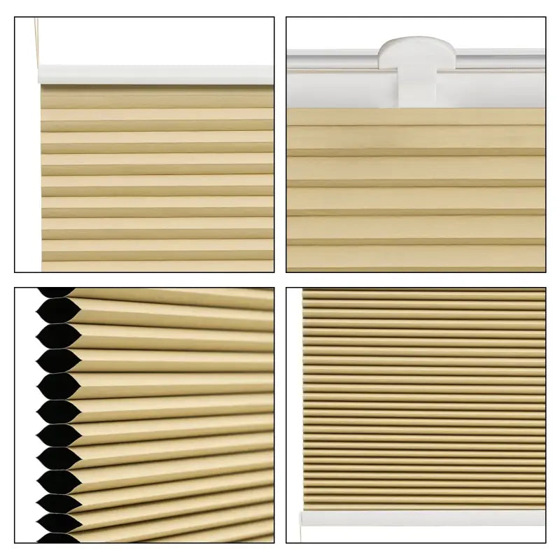 Honingraat geplooid zonnewering van polyester en aluminium, BukkitBow, 60-110 cm breed, 120 cm hoog, gordijn voor raam.