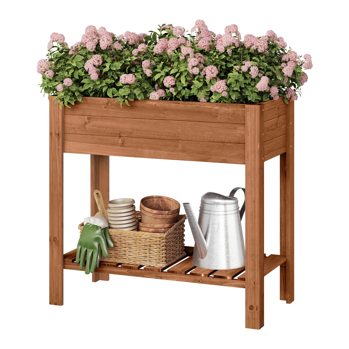 BukkitBow - Houten Kweektafel met Legplank - Weerbestendig Sparrenhout - Mobiele Moestuintje