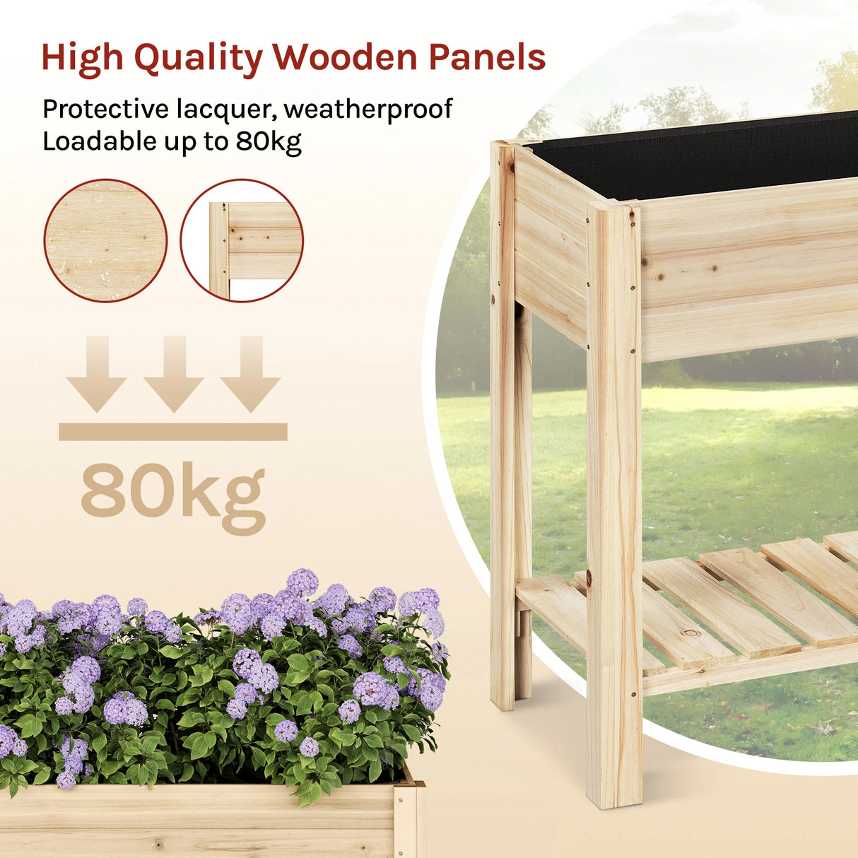 BukkitBow - Houten Kweektafel met Legplank - Weerbestendig Sparrenhout - Mobiele Moestuintje