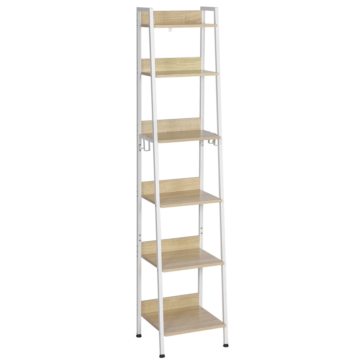 Industrieel ladderrek boekenkast van BukkitBow met 6 planken, 4 haken en metalen constructie voor gezellige opbergruimte