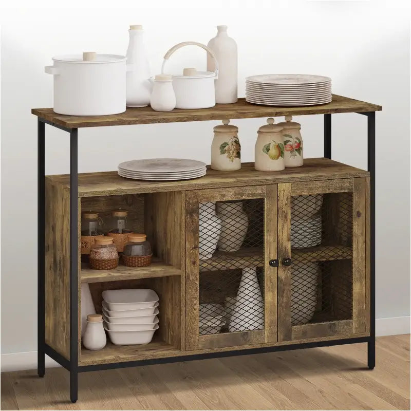 BukkitBow industriële dressoir met retro ontwerp, stevige en stijlvolle opbergkast, 100x35x80cm, veelzijdige opslagruimte