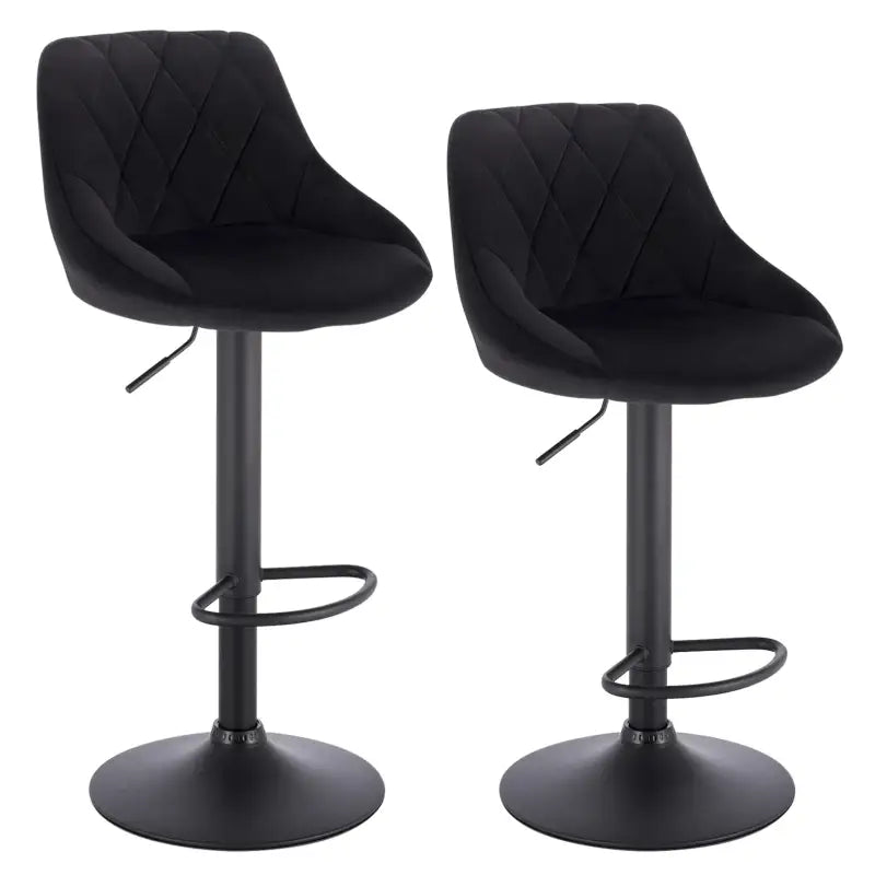 Set van 2 BukkitBow industriële velvet barkrukken met rugleuning en verstelbare zithoogte, 60-82 cm, stijlvolle zitgelegenheid