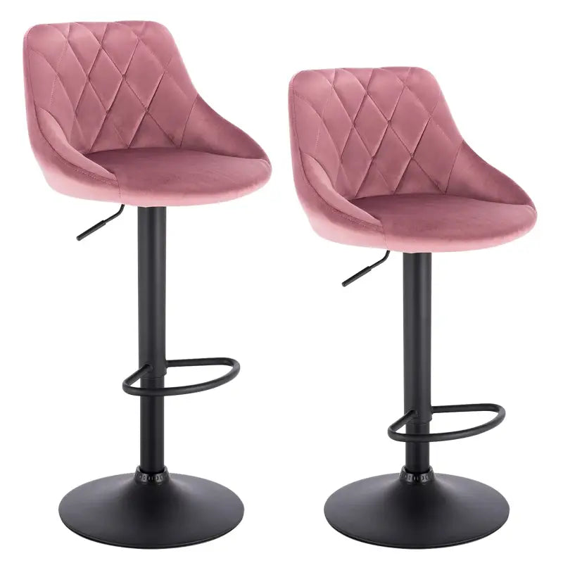 Set van 2 BukkitBow industriële velvet barkrukken met rugleuning en verstelbare zithoogte, 60-82 cm, stijlvolle en comfortabele zitopties
