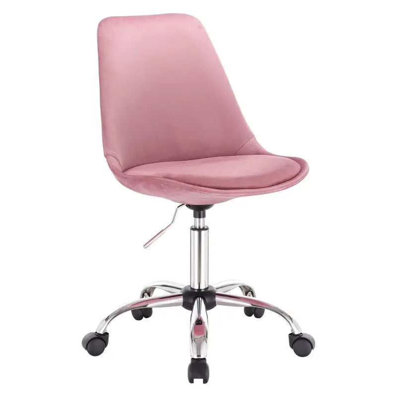 BukkitBow bureaustoel met draaibare zitting, hoogteverstelbaar, faux lederen en fluwelen zitting, stalen basis, zithoogte 48,5-60,5 cm