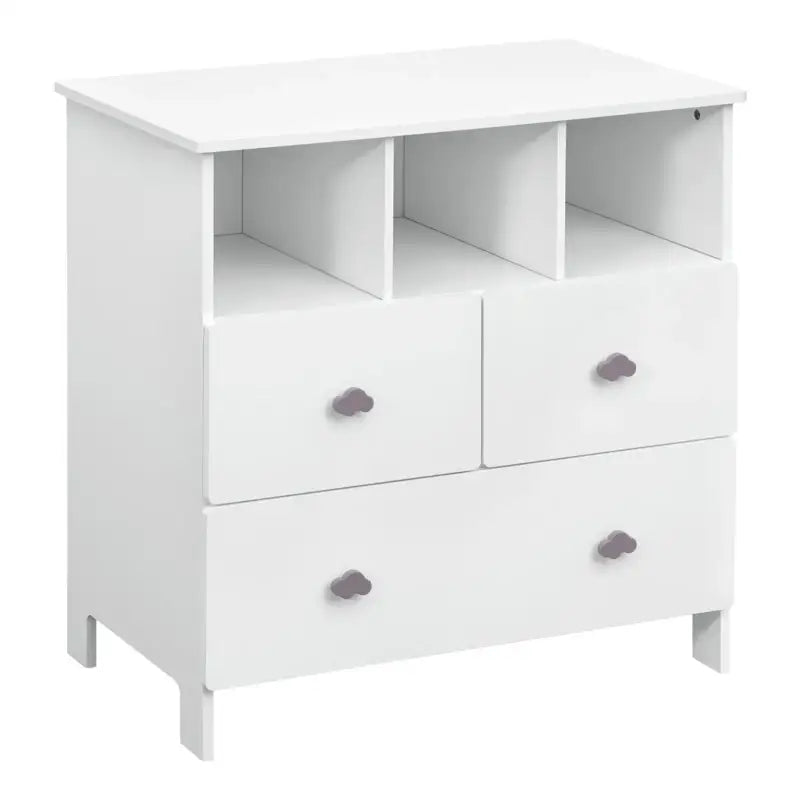 Dressoir van BukkitBow met wolkvormige handgrepen, 3 laden en 3 vakken, afmetingen 80x81,5x48 cm, modern meubelstuk