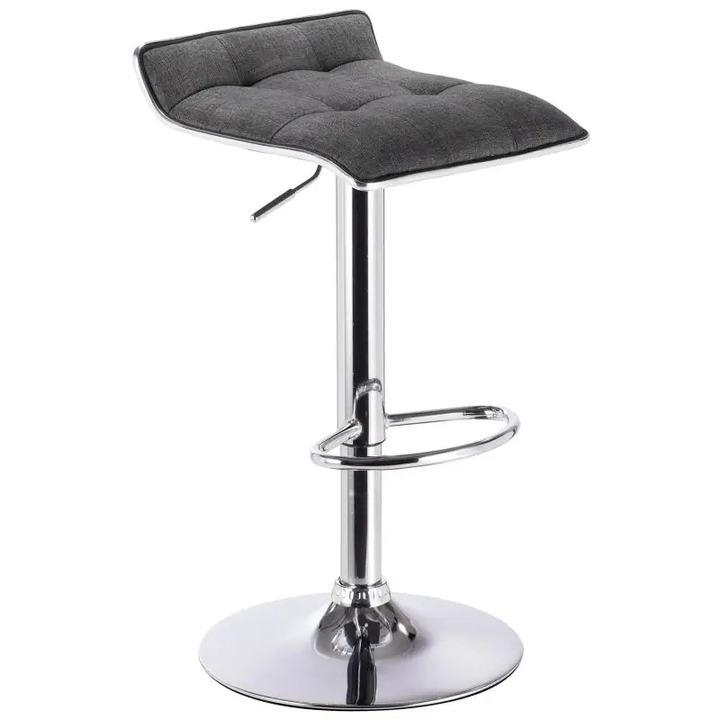 BukkitBow linnen barkruk met verchroomd stalen frame, 360° draaibaar en in hoogte verstelbaar, modern design, zithoogte 62-84 cm.