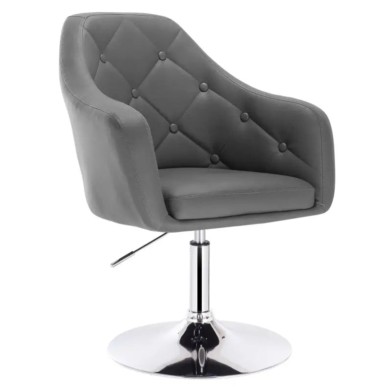 Luxe barkruk van BukkitBow met kunstleer of fluweel, verstelbaar en draaibaar, verchroomd staal, zithoogte 46,5-62,5 cm.