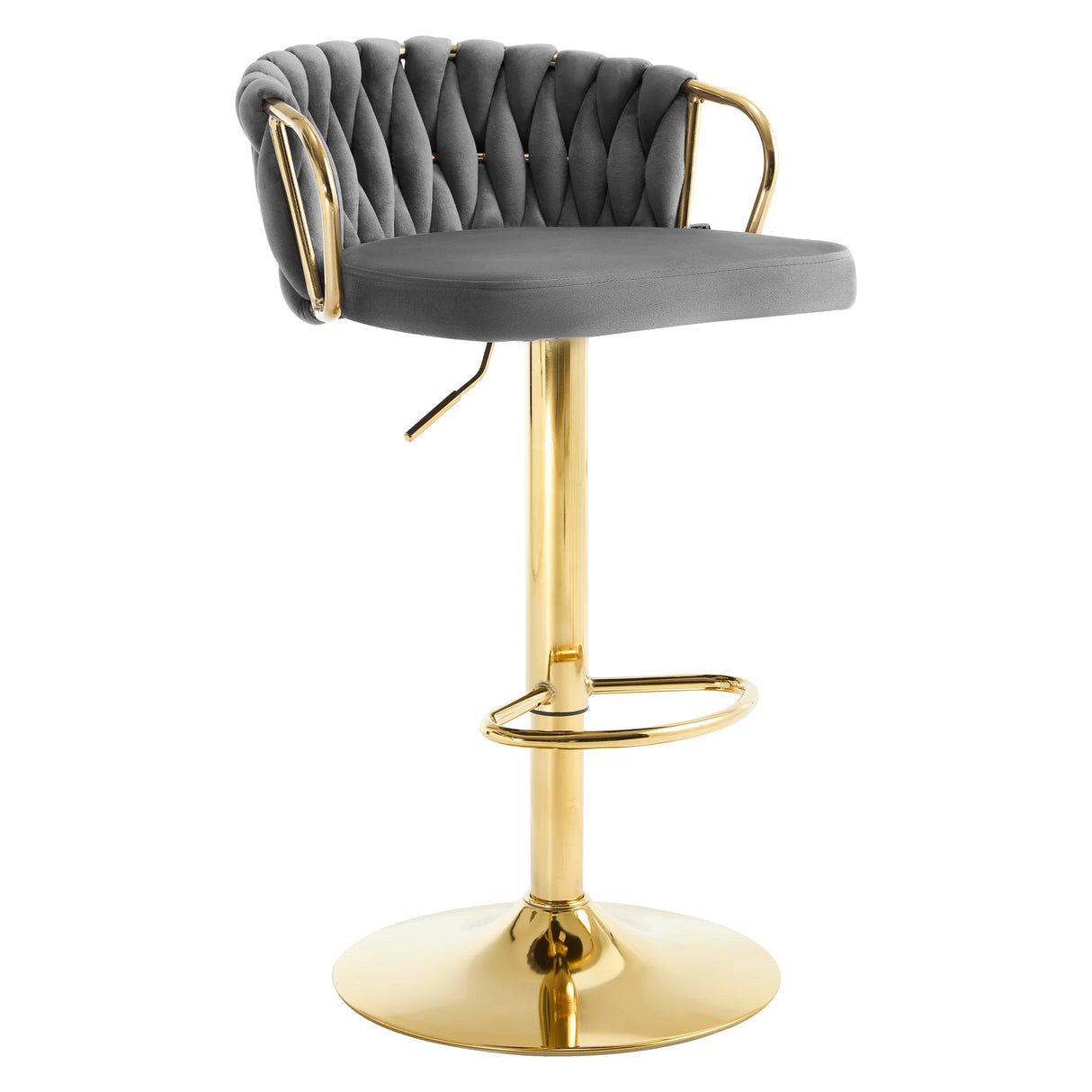 Luxe velvet barkruk van BukkitBow met gevlochten rugleuning en verstelbare hoogte, elegante barkruk voor moderne interieurstijl