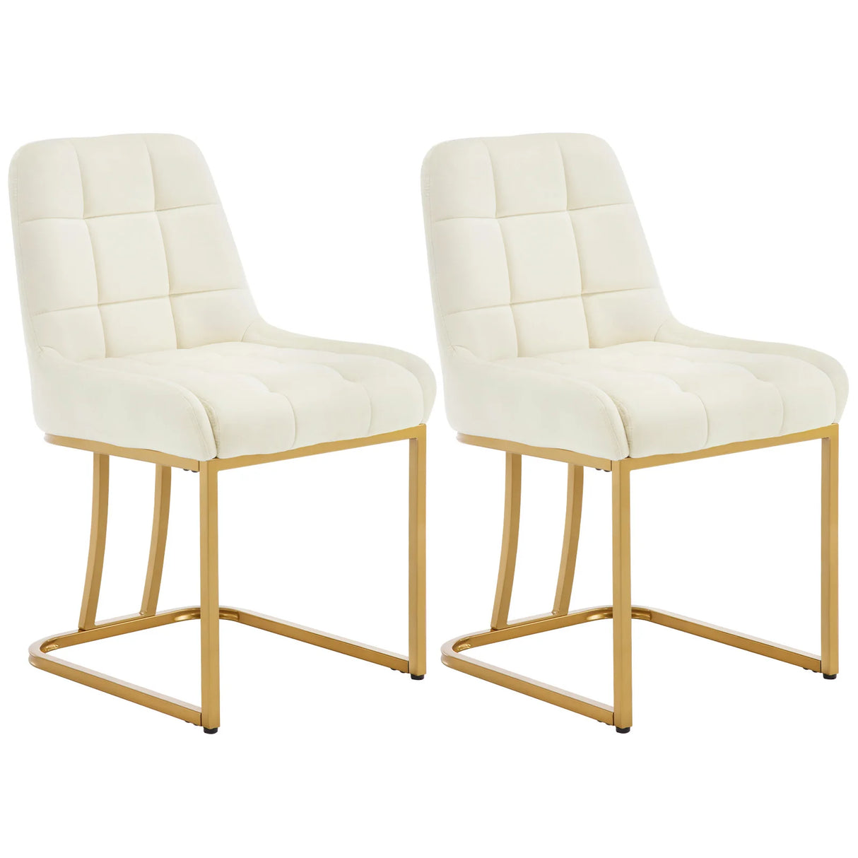 Twee luxe velvet eetkamerstoelen van BukkitBow met gouden frame, comfortabele zitting en stijlvolle design, set van twee.