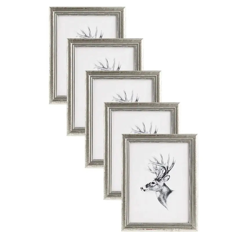 Massieve houten fotolijst van BukkitBow, modern design, 5-delige set in diverse maten, ideale decoratie voor foto's en kunst.