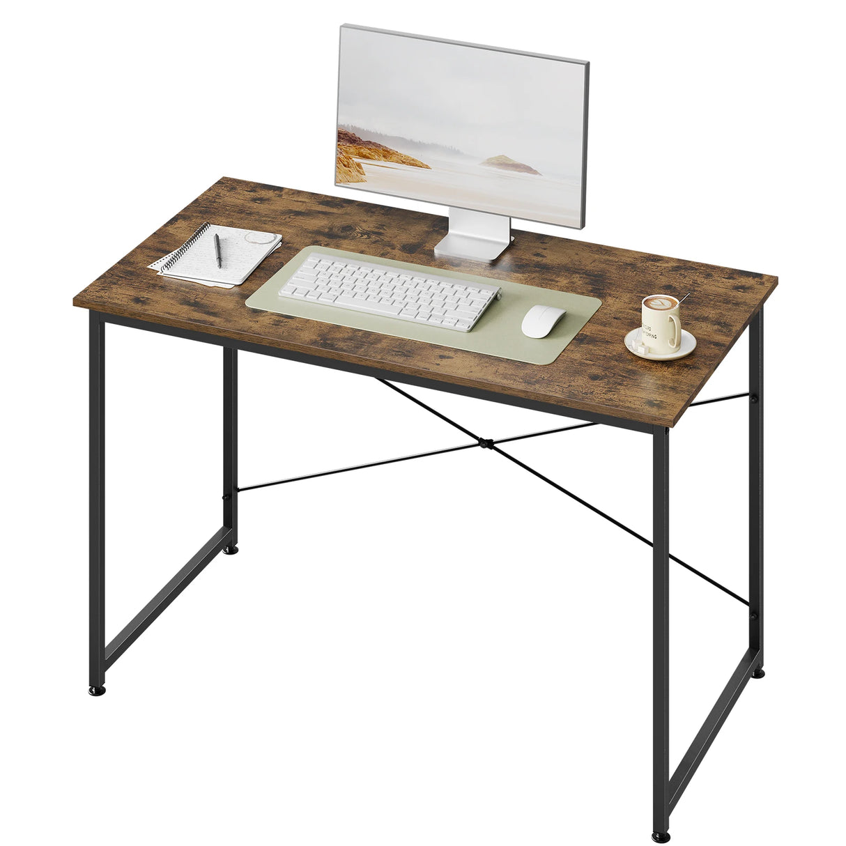 Moderne BukkitBow bureau met metalen frame en industrieel, robuust ontwerp, perfect voor een stijlvolle werkplek.