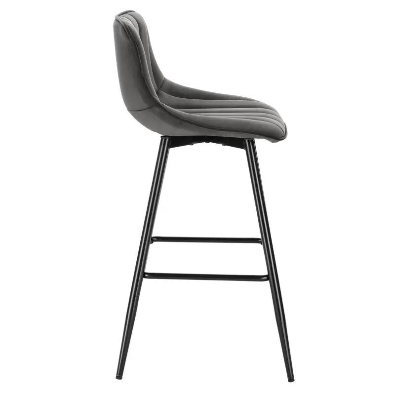 Moderne BukkitBow barkruk van fluweel met metalen frame, ergonomisch ontwerp en rugleuning, zithoogte 64,5 cm, tot 100 kg.