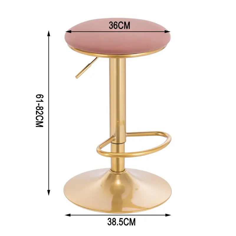 BukkitBow moderne barkruk van fluweel met metalen frame, verstelbare zithoogte, 360° draaibaar en voetensteun, zithoogte 61-82cm