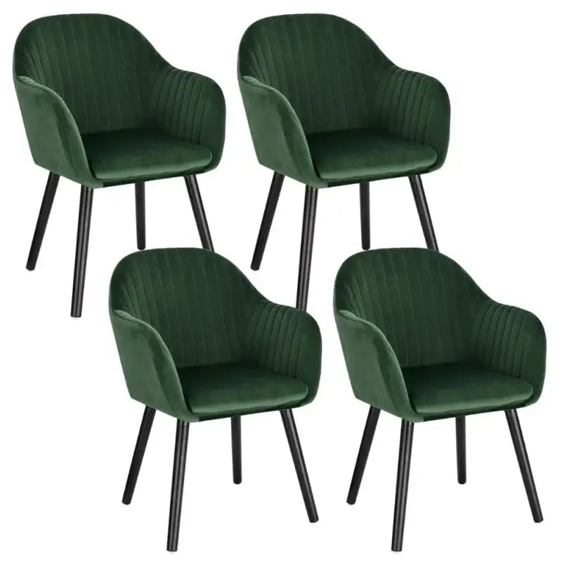 Set van 4 BukkitBow moderne fluwelen eetkamerstoelen met ergonomisch design, massief houten frame en comfortabele zit.