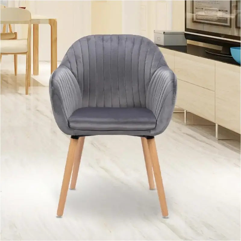 Set van 4 BukkitBow moderne fluwelen eetkamerstoelen met massief houten frame en ergonomisch ontwerp, 81x44x40cm, 100kg draagvermogen.