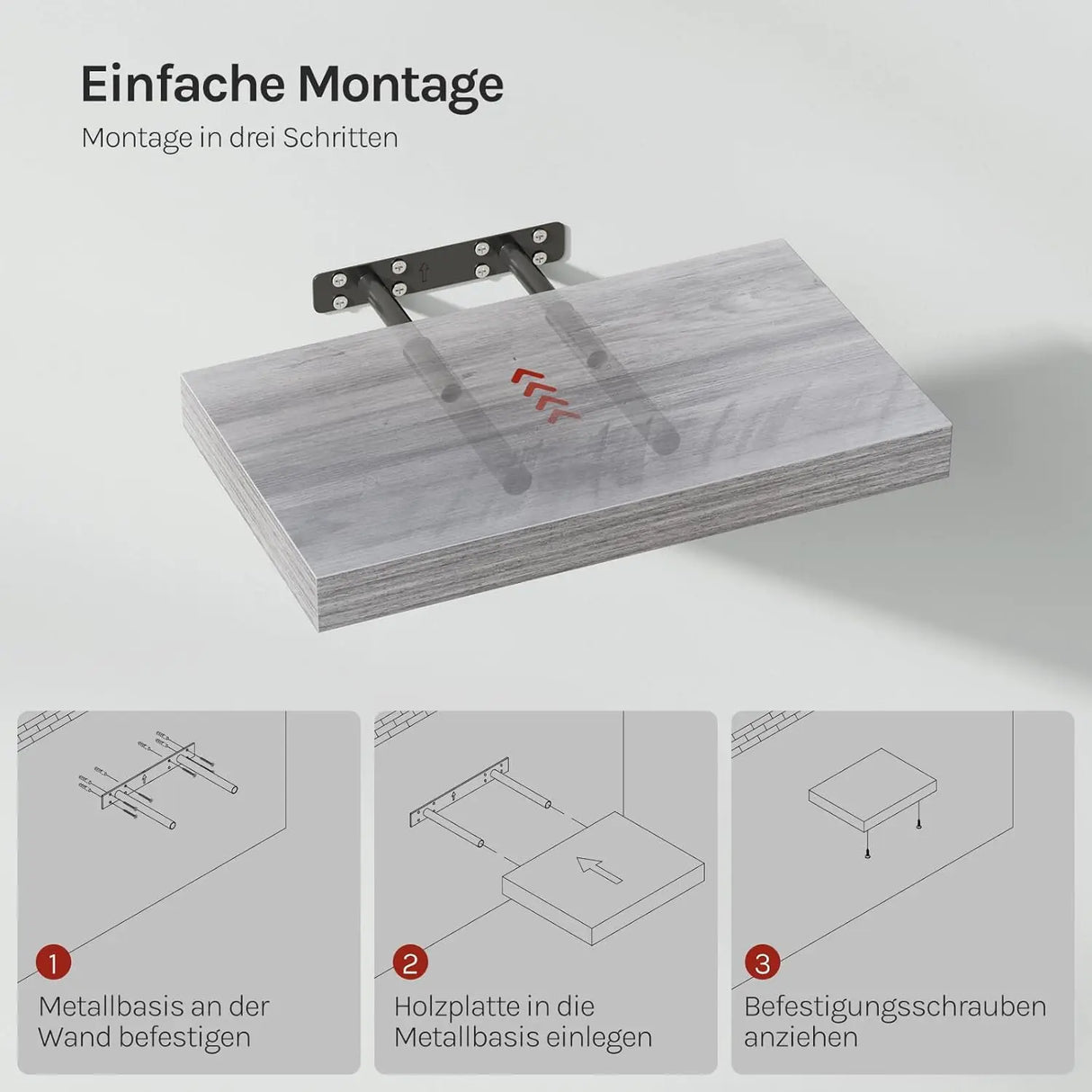 BukkitBow - Moderne Zwevende Wandplank - Verborgen Bevestiging - Houtlook